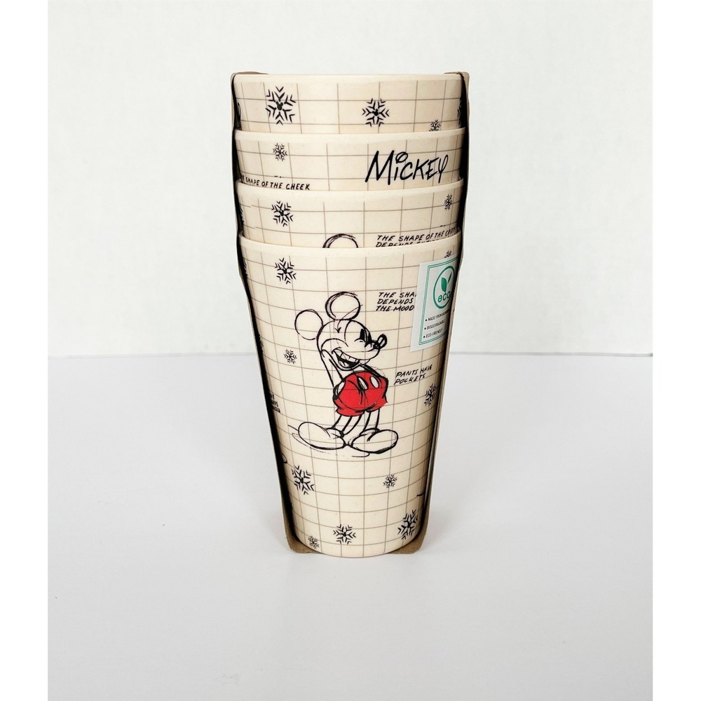 4pc Disney Mickey Mouse Sketchbook Bamboo Eco-Friendly Cups Sketch Book Tumblers
